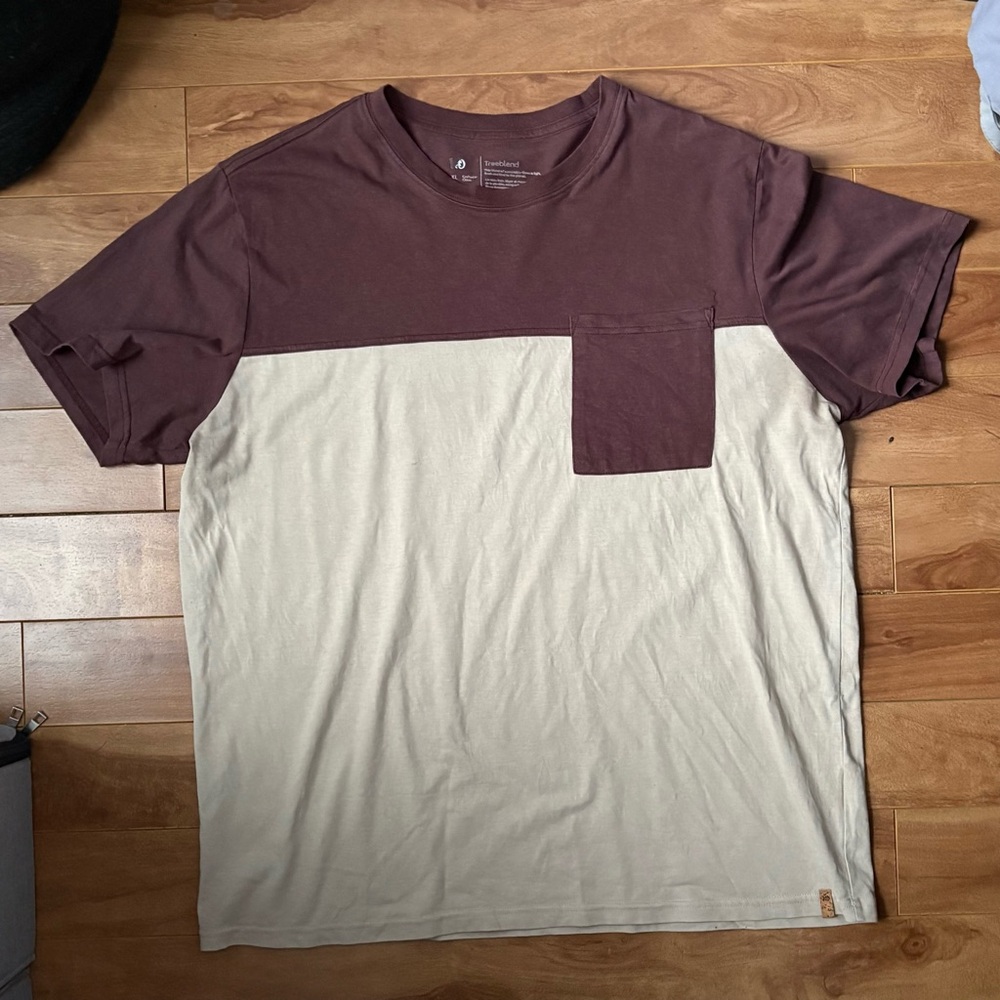 Men's Two-Tone Brown and Cream Short Sleeve Tee